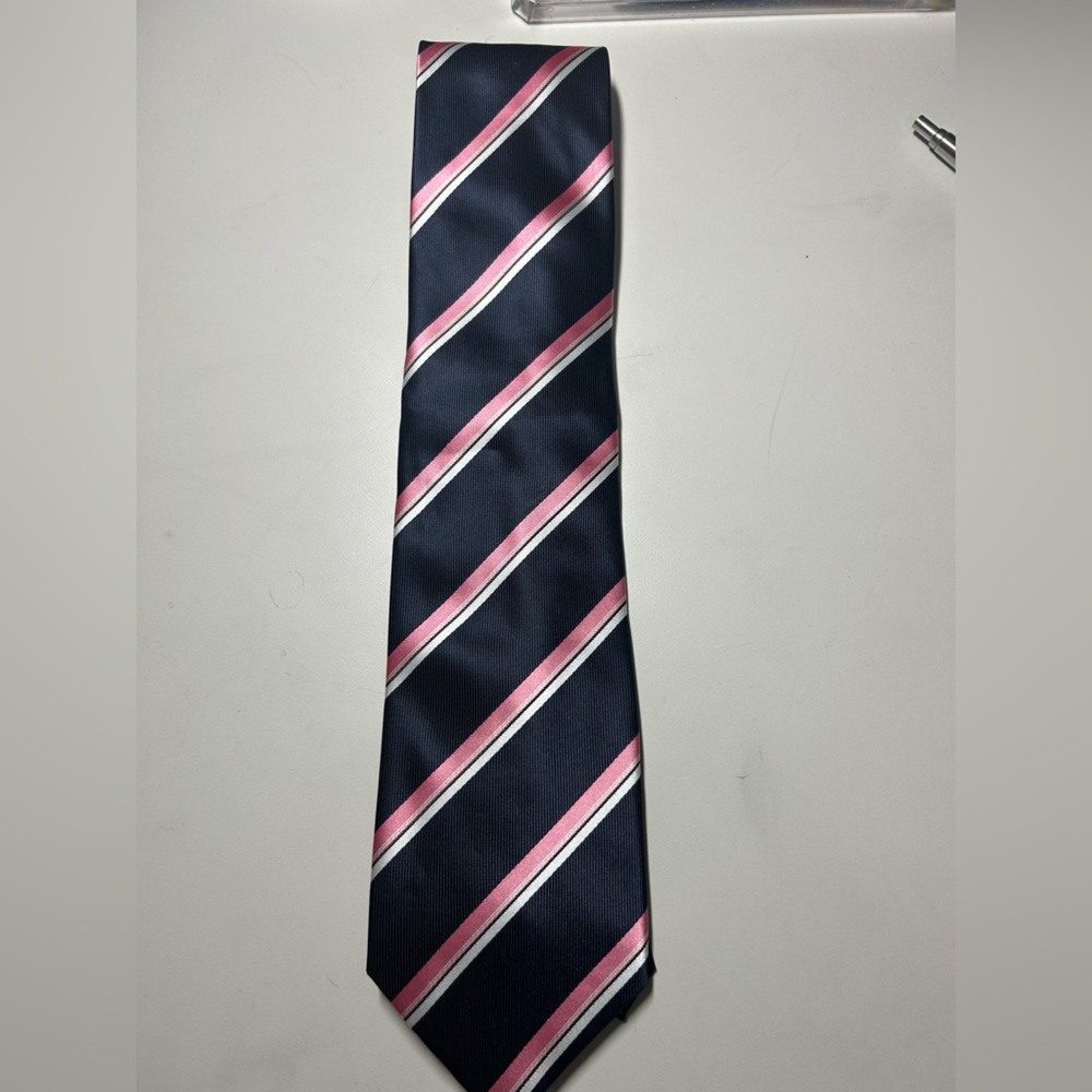 Alexander Julian Navy and Pink Striped Tie